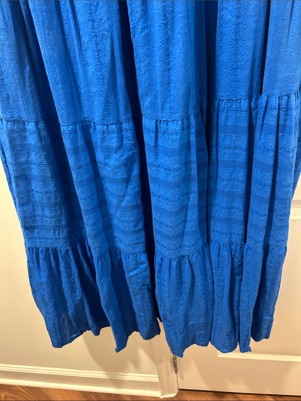 Vibrant Blue Short-Sleeve Tiered Maxi Dress - Picture 3 of 4
